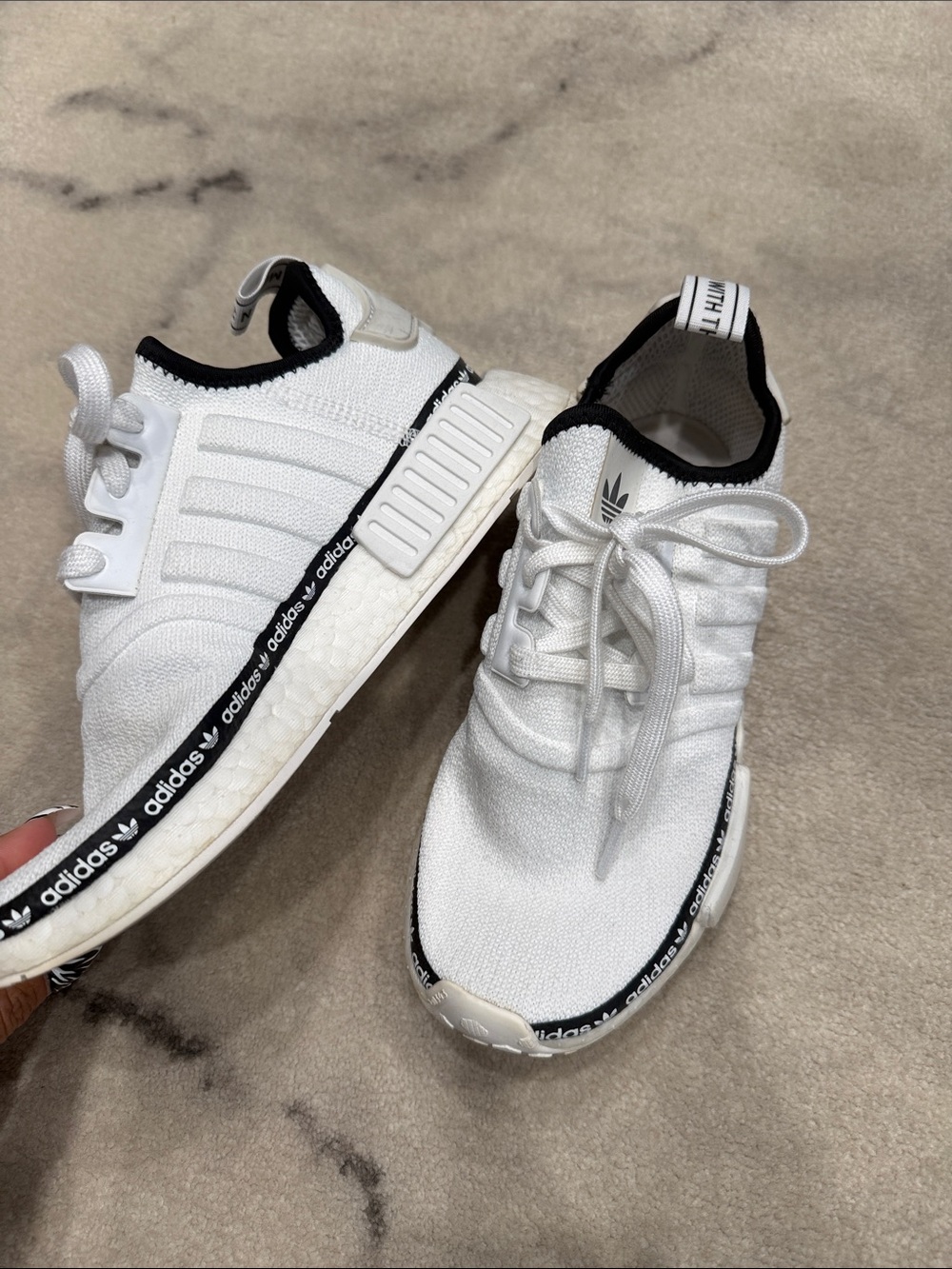 adidas Men’s White Sneakers with Black Trim
